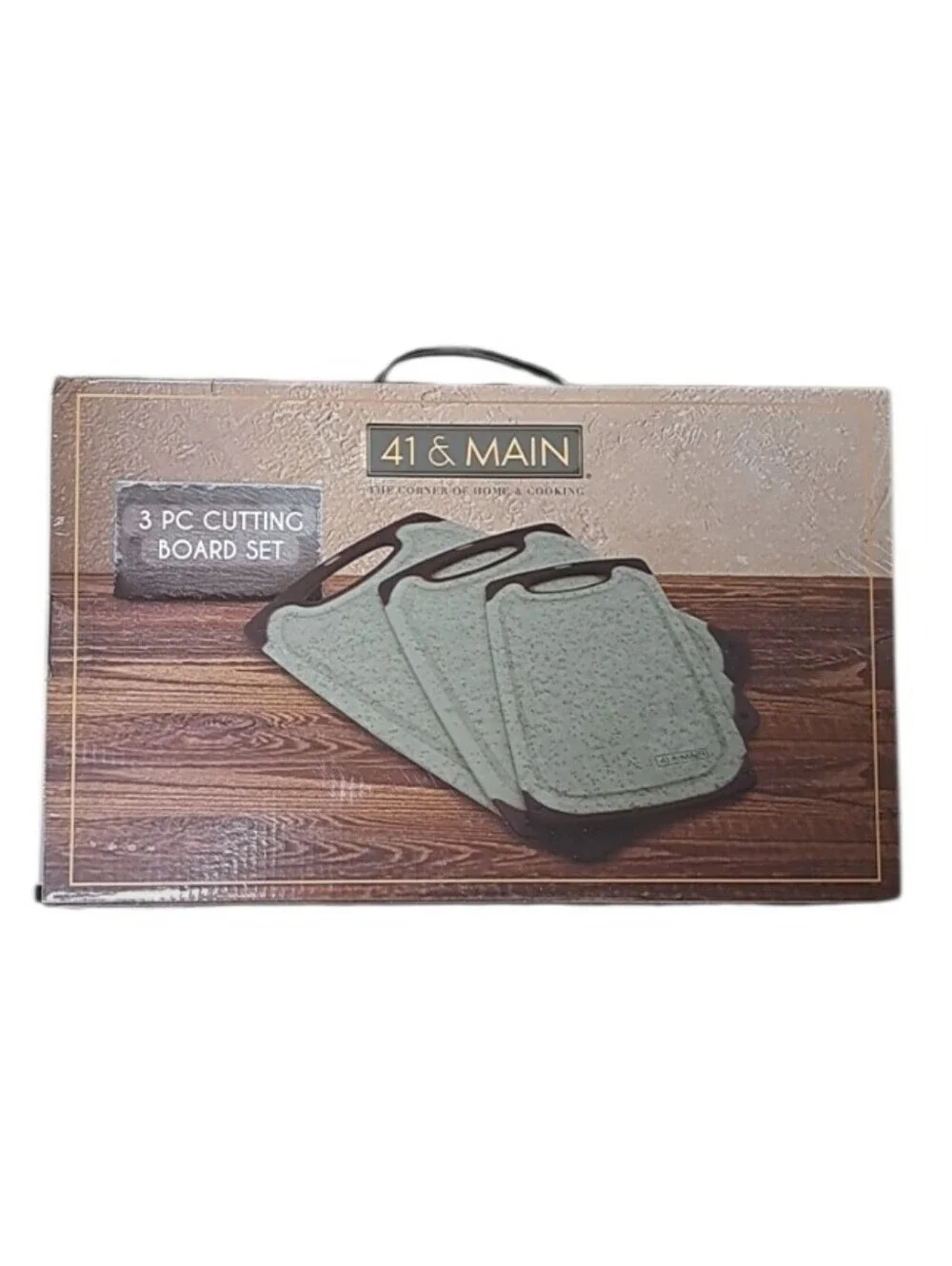 41 & Main Gray Speckled Cutting Board Set with Black Handles - 3 Piece